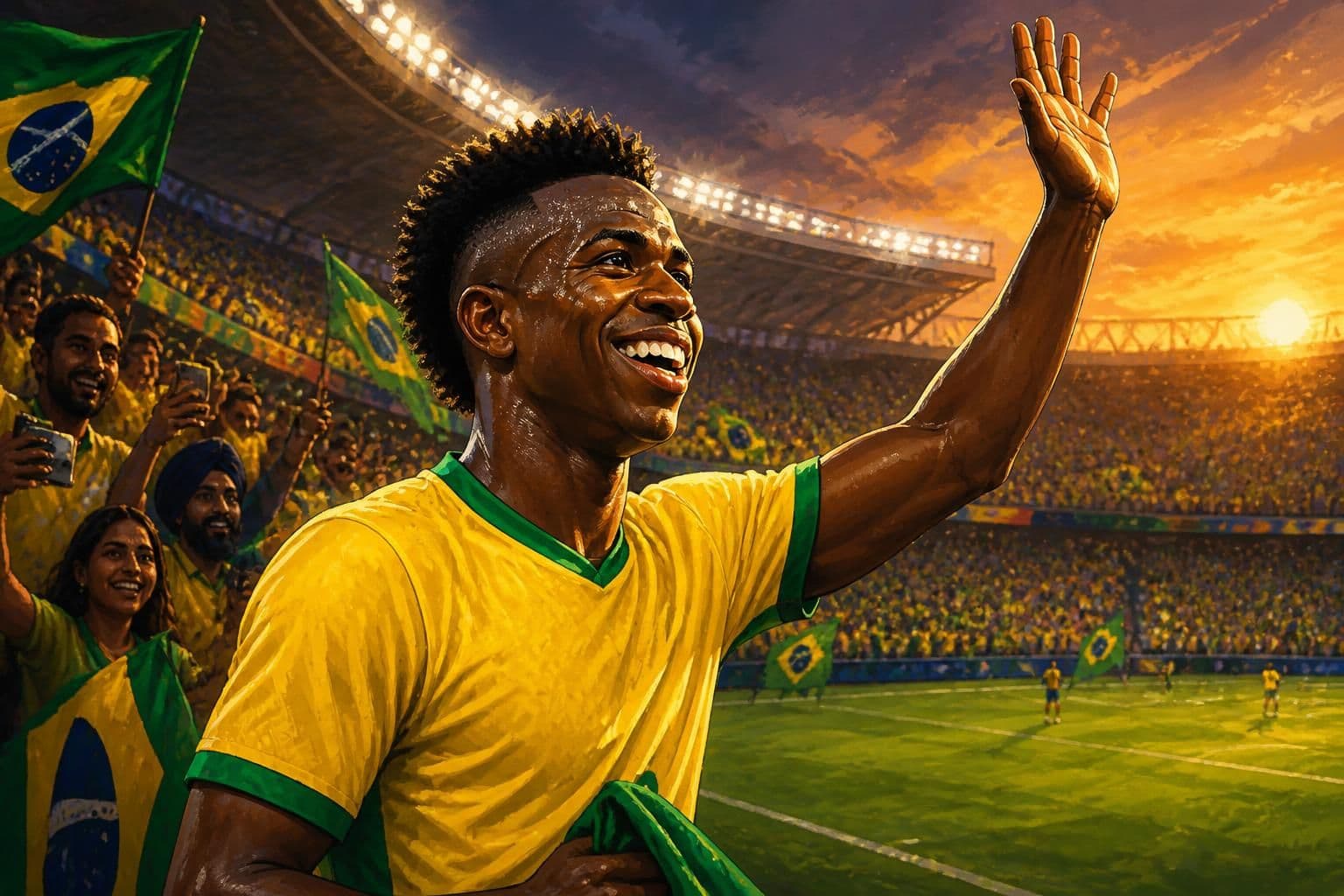 Vini Jr. celebra amistoso da Seleção Brasileira na Índia