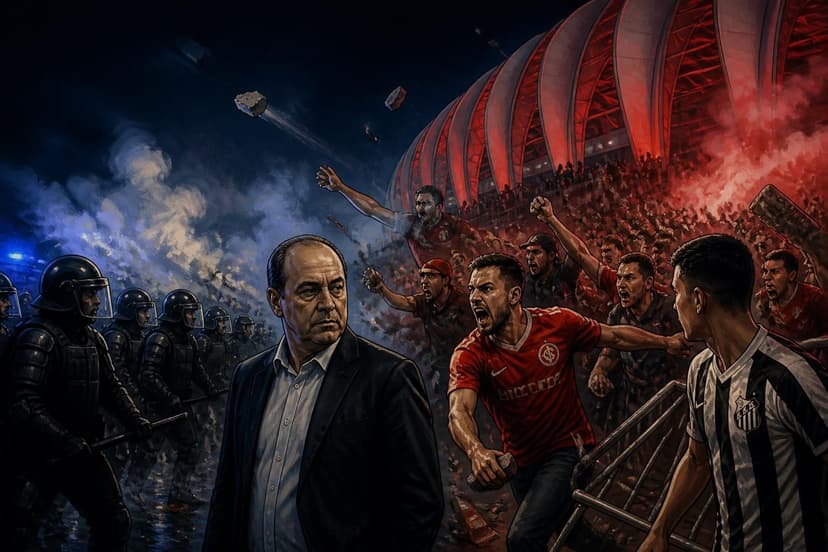 Torcida do Inter tenta invadir Beira-Rio após derrota para o Santos