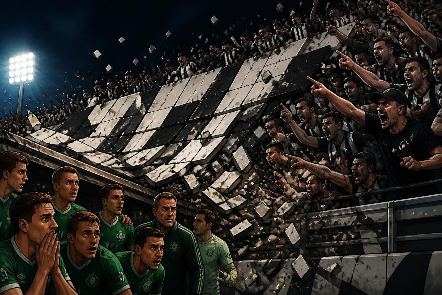 Mosaico do Corinthians despenca antes de jogo contra Chapecoense